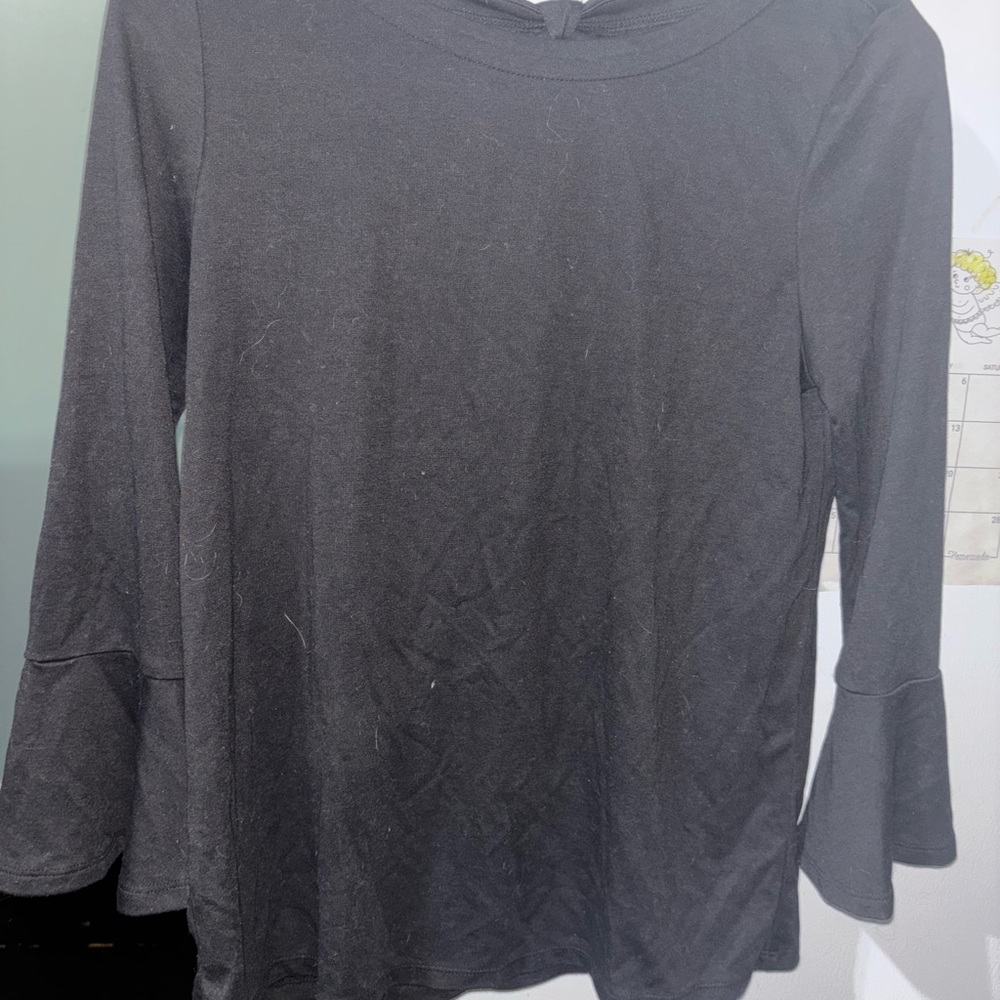 LOFT Black Bell Sleeve Top